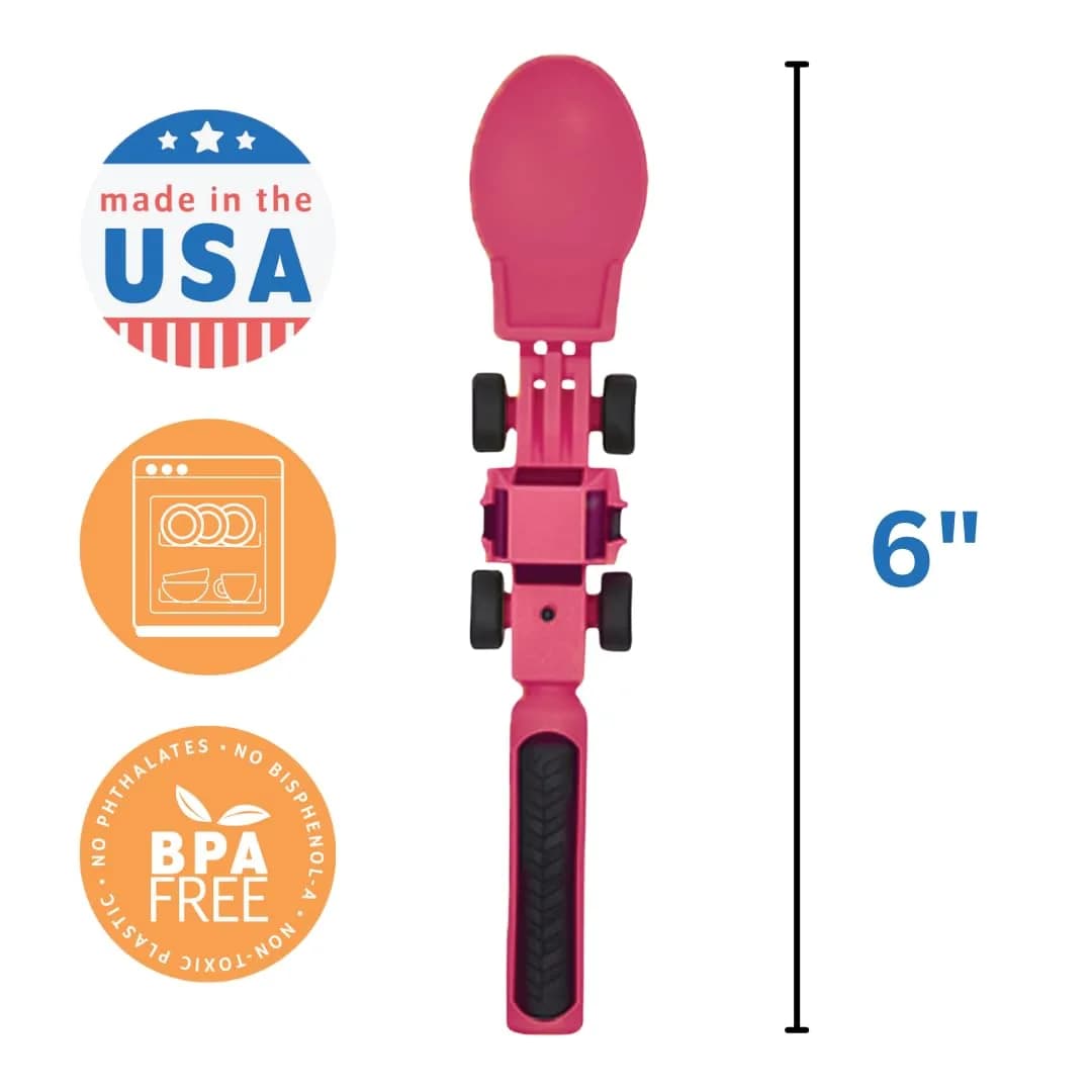 Constructive Eating Pink Construction Plate and Utensils Set | BPA-Free Toddler Dinnerware - view 6