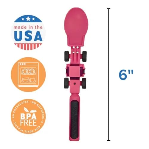 Constructive Eating Pink Construction Plate and Utensils Set | BPA-Free Toddler Dinnerware thumbnail 6