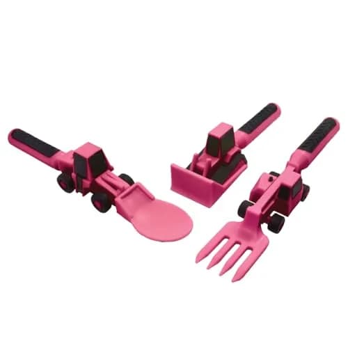 Constructive Eating Pink Construction Plate and Utensils Set | BPA-Free Toddler Dinnerware thumbnail 7