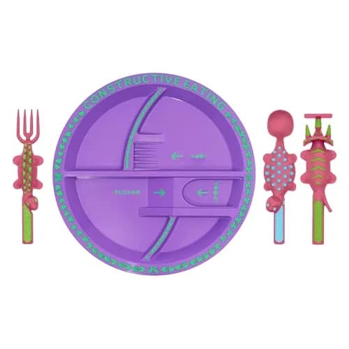 Constructive Eating Dinosaur Plate and Utensils Set 4-Piece | BPA-Free Toddler Dinnerware thumbnail 1