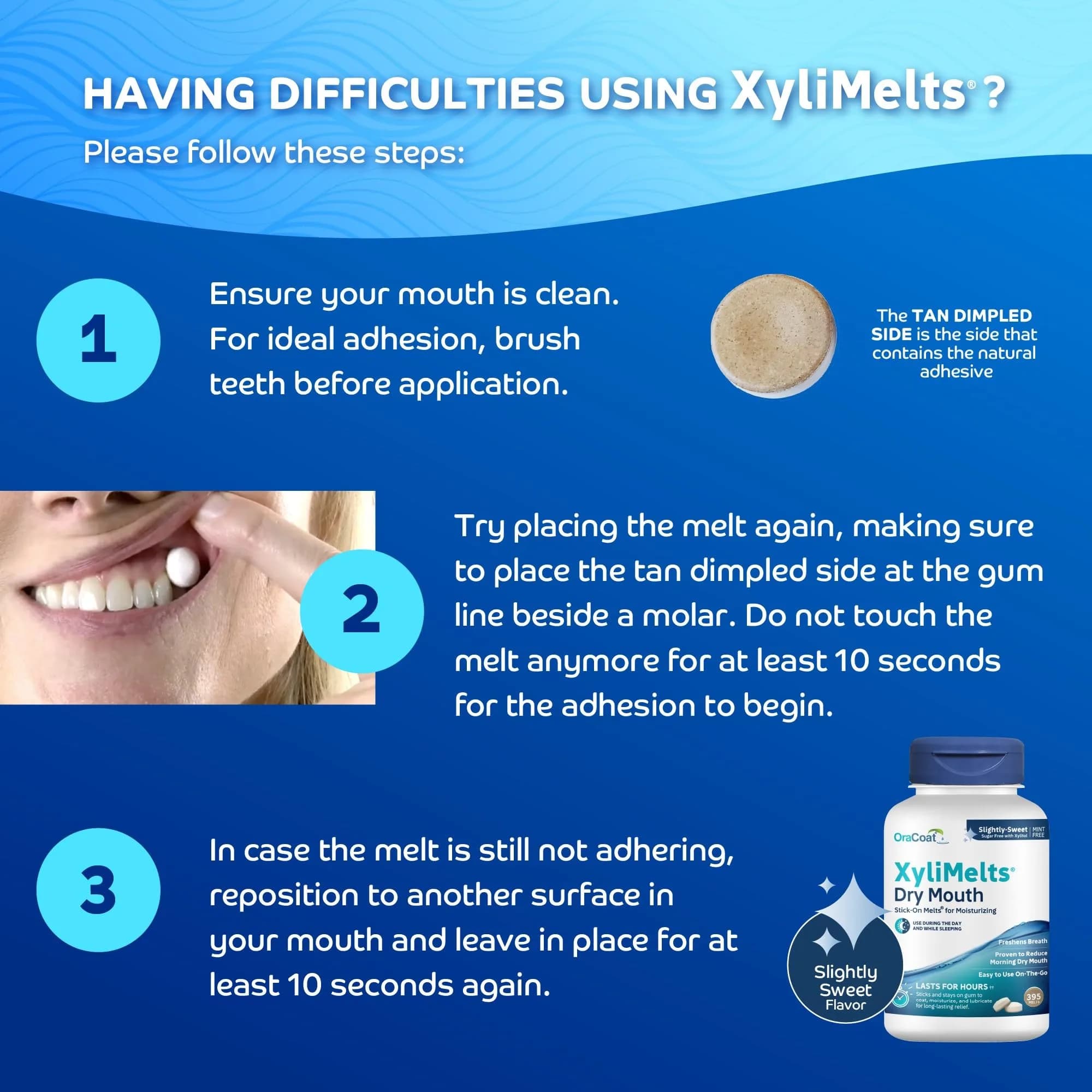 Oracoat XyliMelts Slightly Sweet Dry Mouth Discs with Xylitol, 395 Count | 8-Hour Relief for Nighttime Dry Mouth - view 4