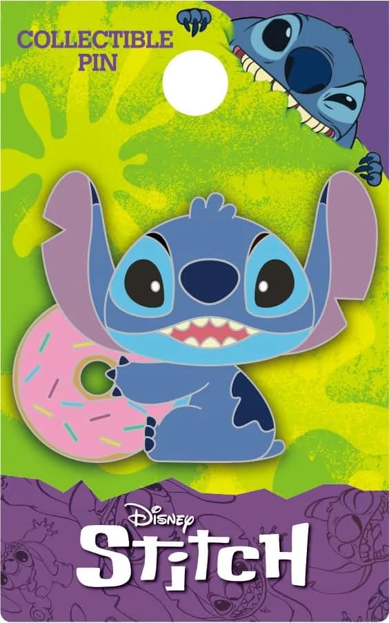 Disney Stitch with Donut Enamel Pin | Unisex Metal & Enamel Badge for Bags & Jackets thumbnail 2
