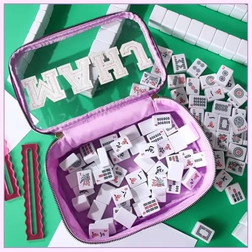 SilTriangle Mahjong Bag Waterproof Purple Mahj | Clear PVC, 8.66x5.52x3.15 inches, holds 166 tiles thumbnail 4
