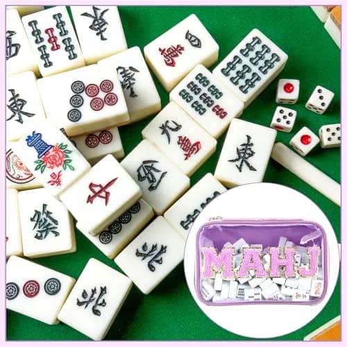 SilTriangle Mahjong Bag Waterproof Purple Mahj | Clear PVC, 8.66x5.52x3.15 inches, holds 166 tiles thumbnail 7
