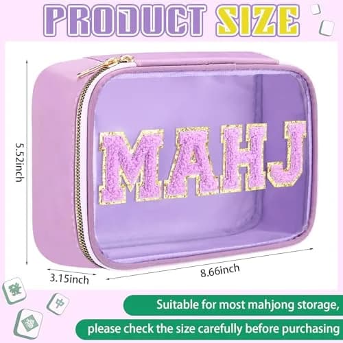 SilTriangle Mahjong Bag Waterproof Purple Mahj | Clear PVC, 8.66x5.52x3.15 inches, holds 166 tiles thumbnail 2