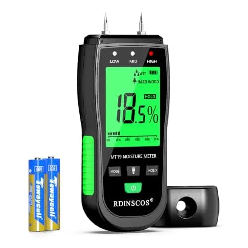 RDINSCOS Pin Type Moisture Meter with Replaceable Pins, Digital LCD Display, 3 AAA Batteries Included (Black/Green) thumbnail 1