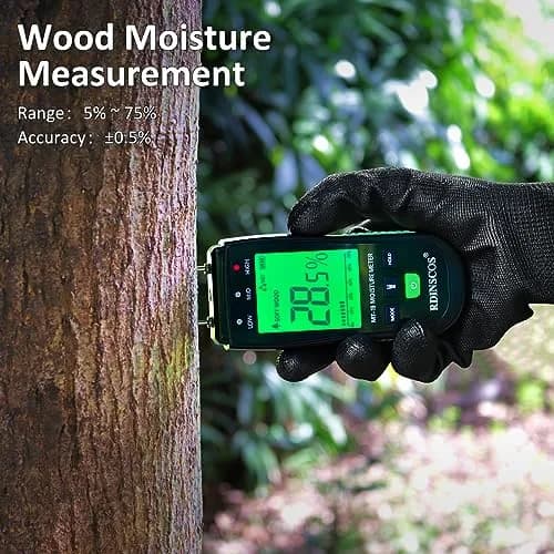 RDINSCOS Pin Type Moisture Meter with Replaceable Pins, Digital LCD Display, 3 AAA Batteries Included (Black/Green) thumbnail 2