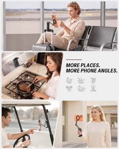 OMOTON TP02 Magnetic Phone Tripod for MagSafe, 360° Pivot, Clamp & Stand | Compact & Versatile thumbnail 5