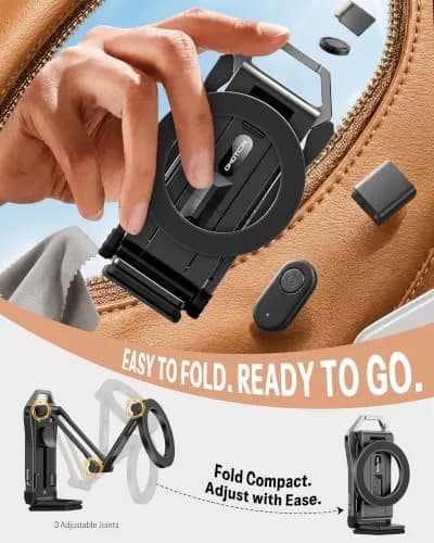 OMOTON TP02 Magnetic Phone Tripod for MagSafe, 360° Pivot, Clamp & Stand | Compact & Versatile thumbnail 7