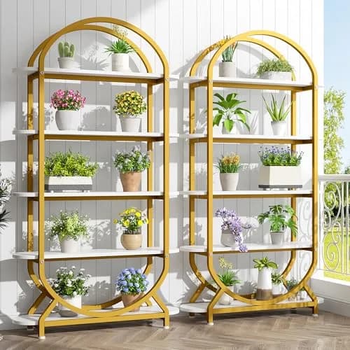 Semoic Tall Bookshelf Arched Bookcase 5-Tier | Industrial Modern Open Display Shelf for Living Room & Home Office thumbnail 7