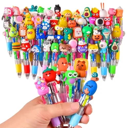 BIMORITA 4-in-1 Multicolor Ballpoint Pens | 100 Count Bulk Pack for Students & Party Favors thumbnail 1