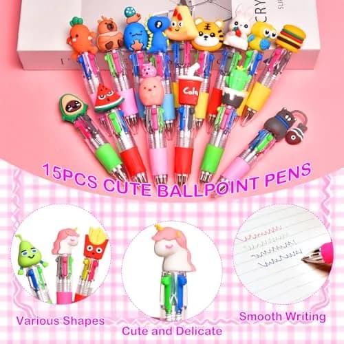BIMORITA 15Pcs Mini Multicolor 4-in-1 Ballpoint Pens | Smooth Ink Flow, Acid-Free Paper thumbnail 5
