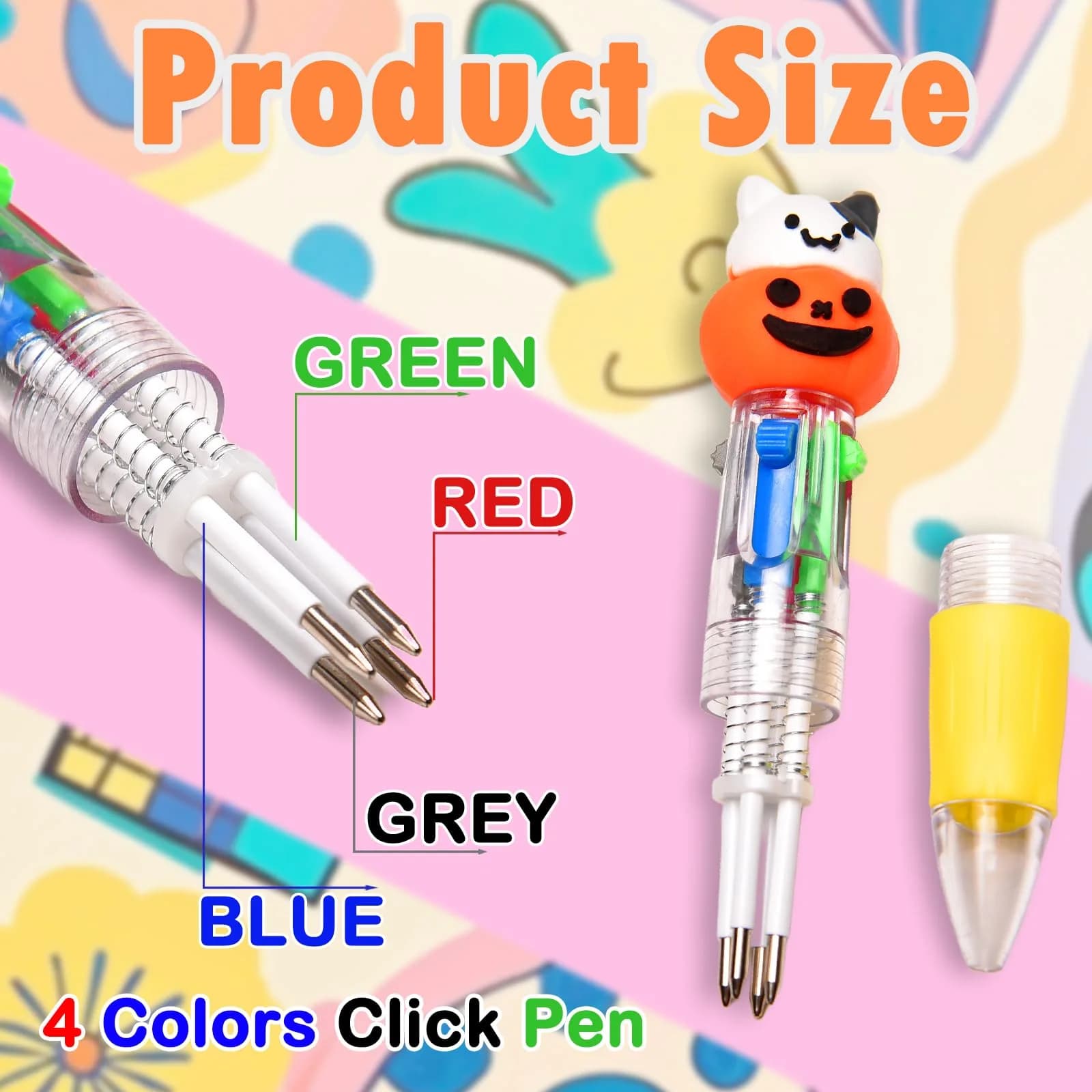 BIMORITA Multicolor Pens 4-in-1 (15-Pack) | Cute Cartoon Theme Ballpoint Pens for Students & Party Favors - view 3