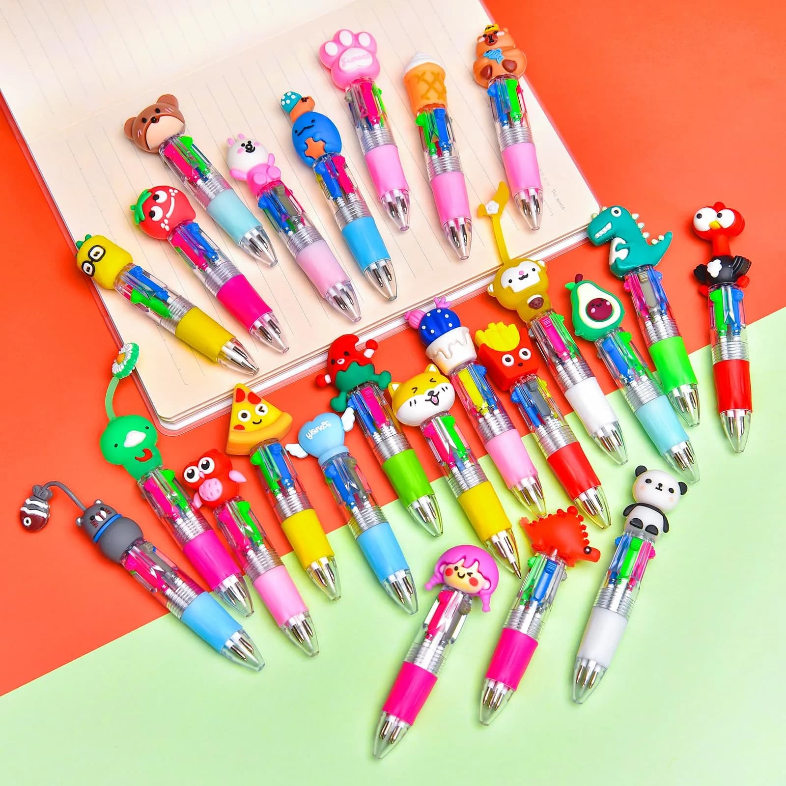 BIMORITA Multicolor Pens 4-in-1 (15-Pack) | Cute Cartoon Theme Ballpoint Pens for Students & Party Favors - view 6