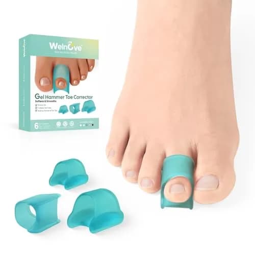 Welnove Hammertoe Corrector - 6 Pack Toe Splints - Soft Gel Toe Straighteners - Realign Bent, Curled, Crooked, Claw, Hammer Toes (Blue) thumbnail 1