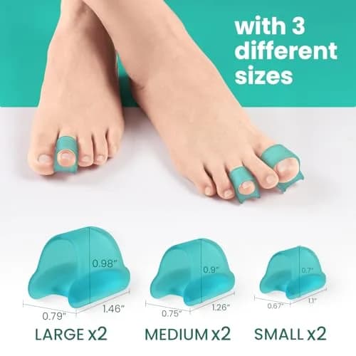 Welnove Hammertoe Corrector - 6 Pack Toe Splints - Soft Gel Toe Straighteners - Realign Bent, Curled, Crooked, Claw, Hammer Toes (Blue) thumbnail 3