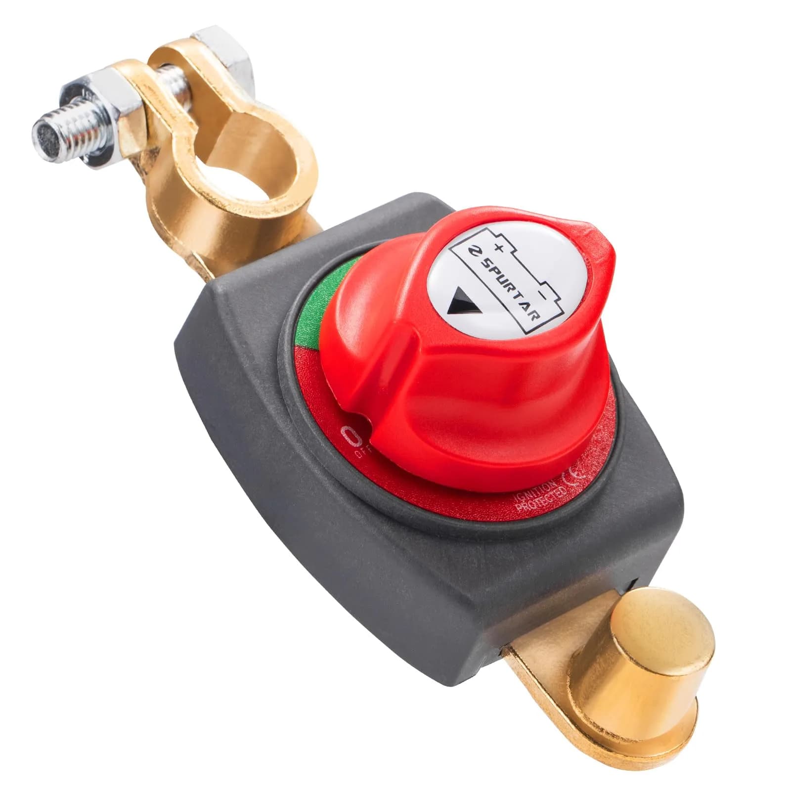 Spurtar Red 125A Continuous Rotary Top Post Battery Disconnect Switch for Cars, Boats, RVs - main product image
