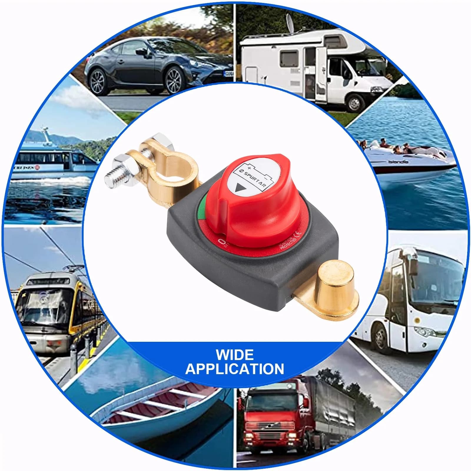 Spurtar Red Top Post Battery Disconnect Switch 12V-48V 275A | Heavy Duty Copper for Cars, Boats, RVs - view 5