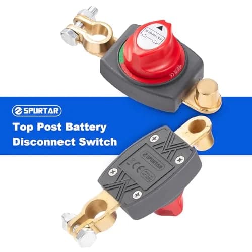 Spurtar Red Top Post Battery Disconnect Switch 12V-48V 275A | Heavy Duty Copper for Cars, Boats, RVs thumbnail 6