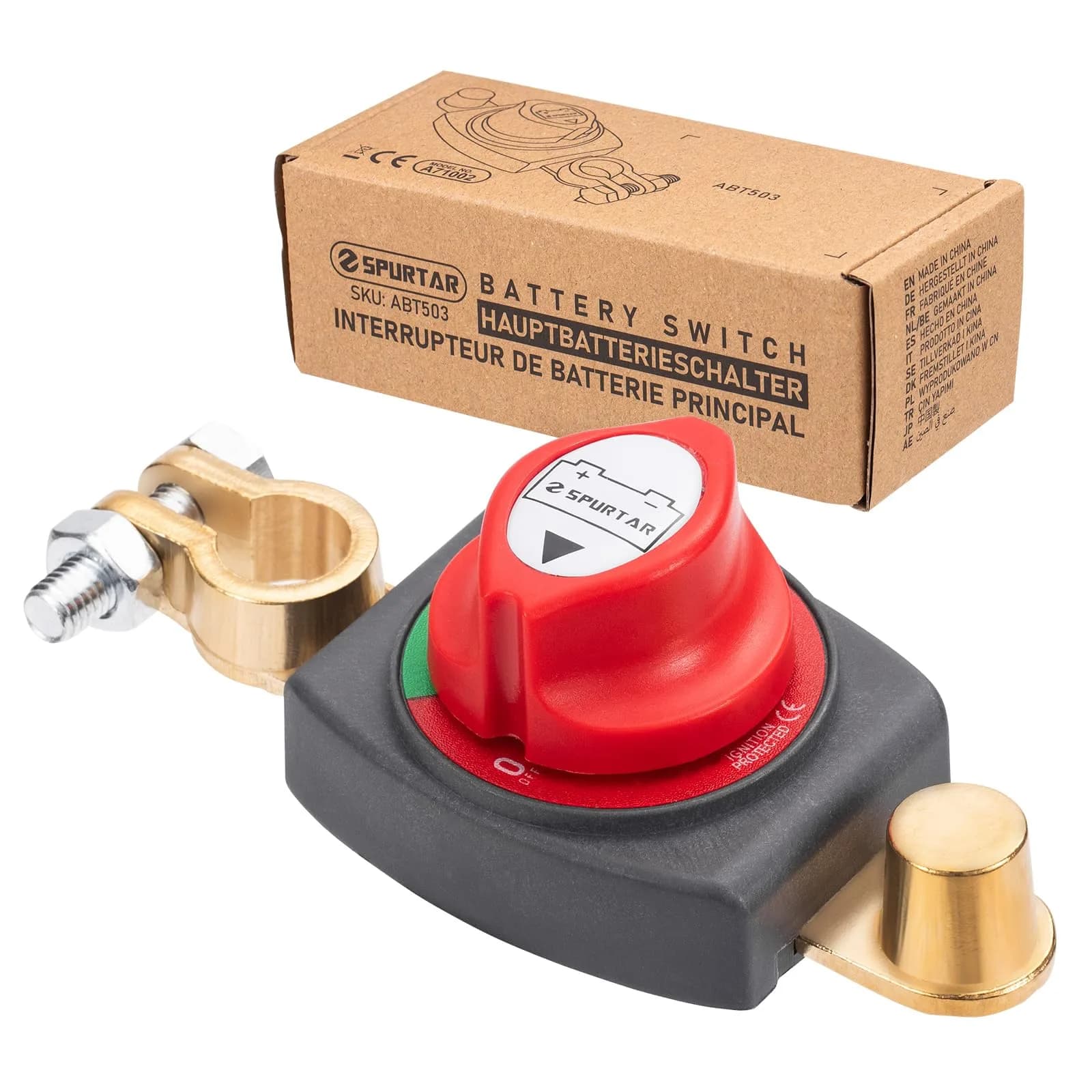 Spurtar Red Top Post Battery Disconnect Switch 12V-48V 275A | Heavy Duty Copper for Cars, Boats, RVs - view 7