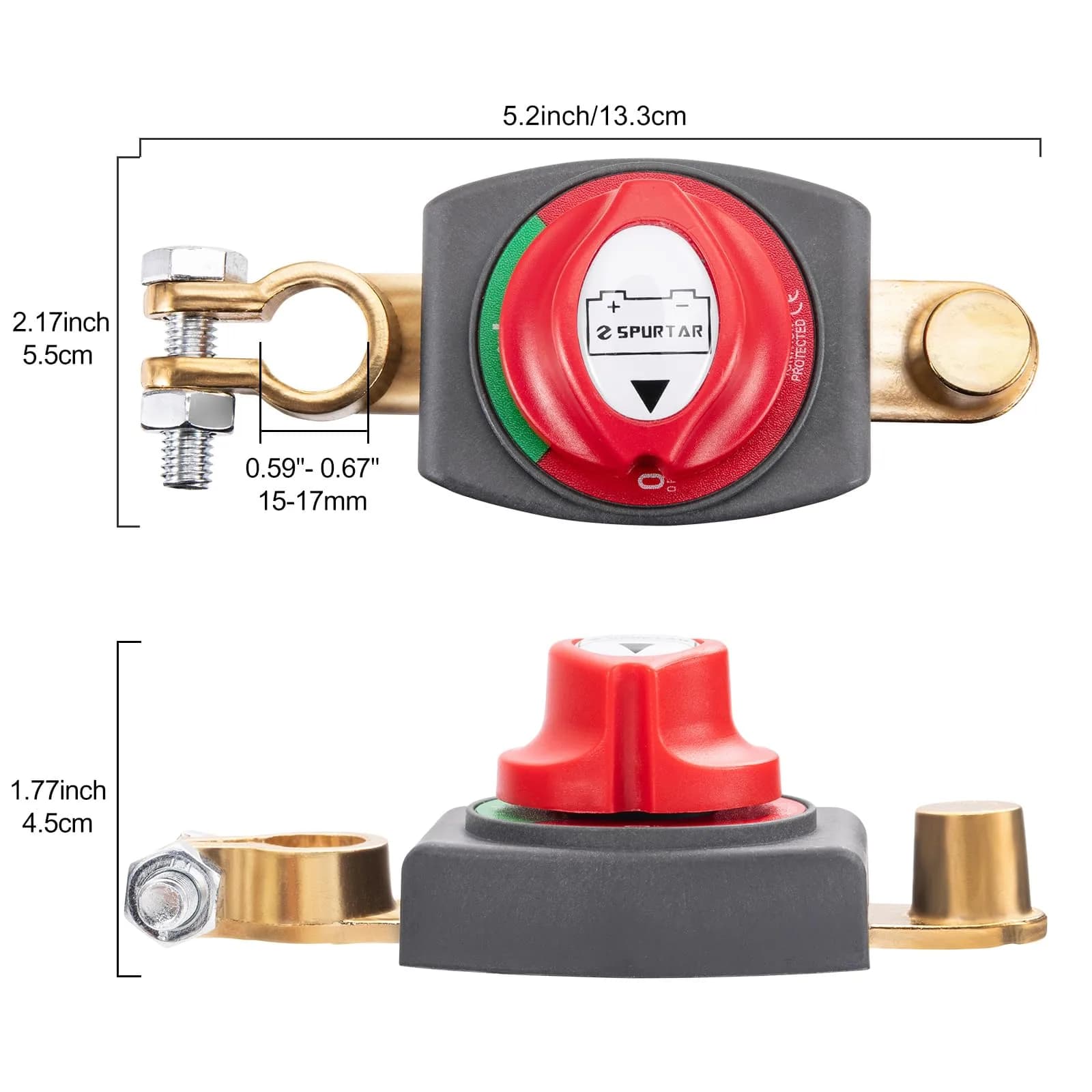 Spurtar Red 125A Continuous Rotary Top Post Battery Disconnect Switch for Cars, Boats, RVs - view 2
