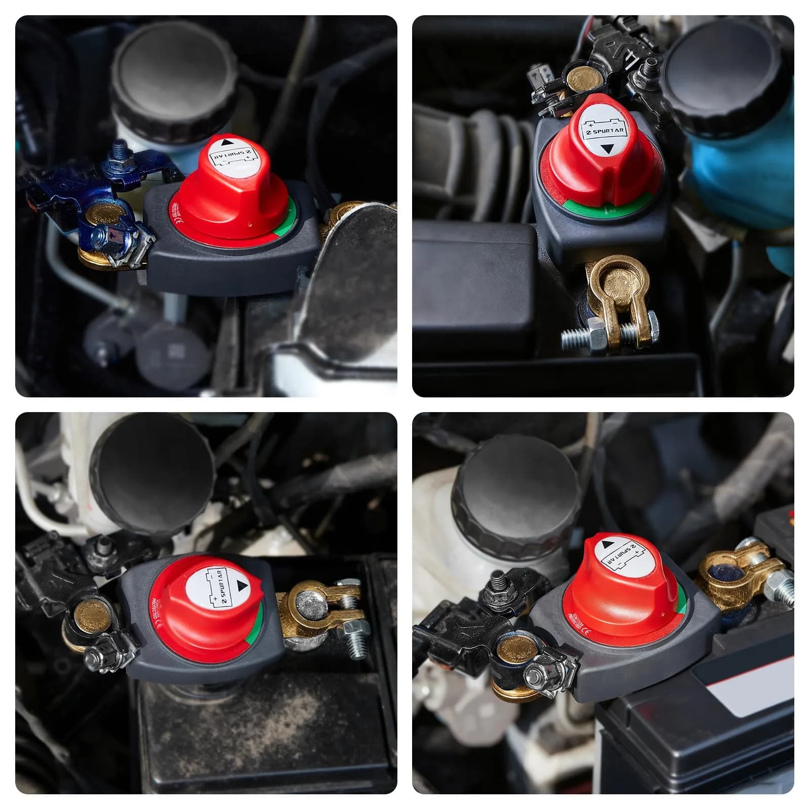 Spurtar Red 125A Continuous Rotary Top Post Battery Disconnect Switch for Cars, Boats, RVs - view 4
