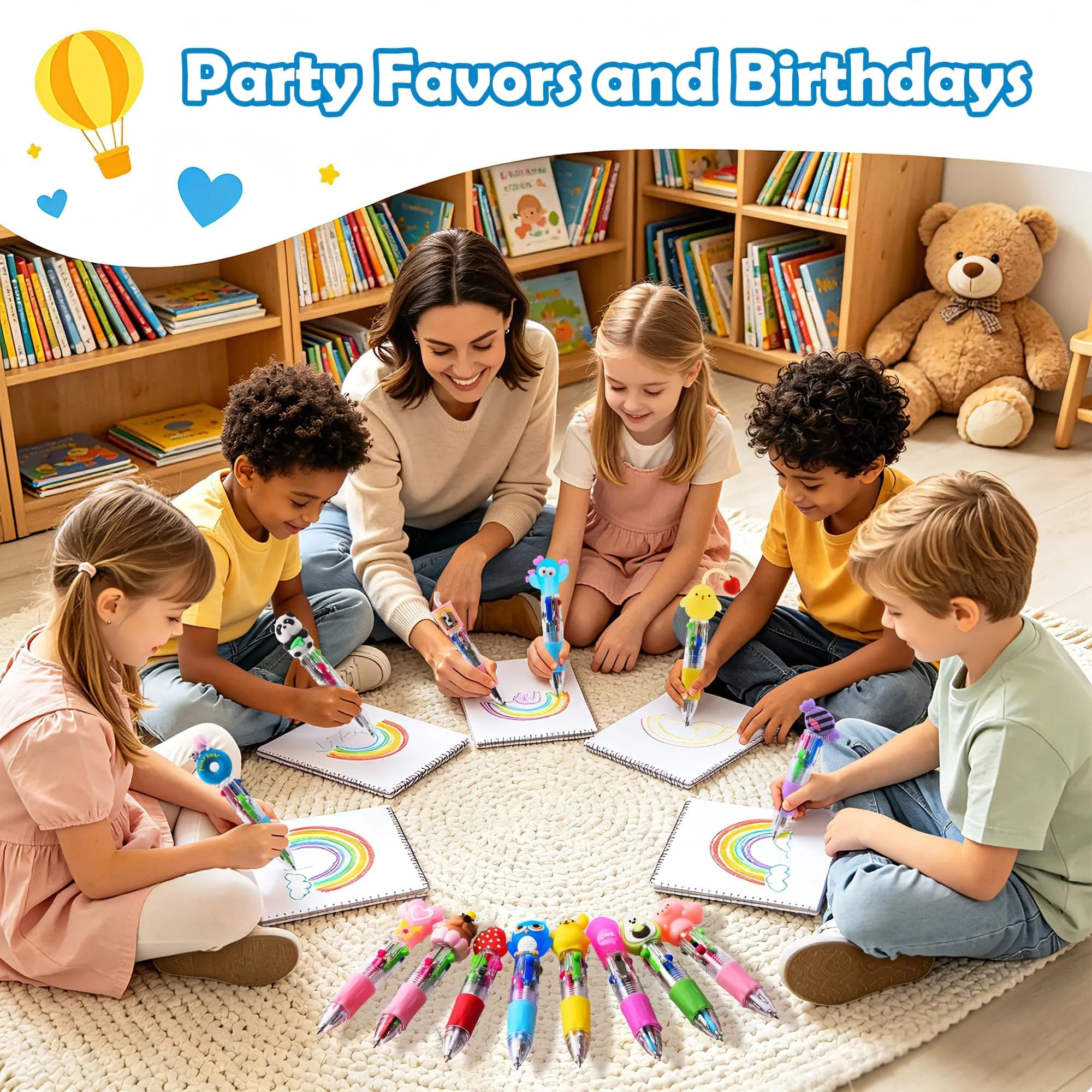 BIMORITA 60-Pack 4-in-1 Mini Multicolor Ballpoint Pens | Smooth Ink Flow for Students and Party Favors - view 8