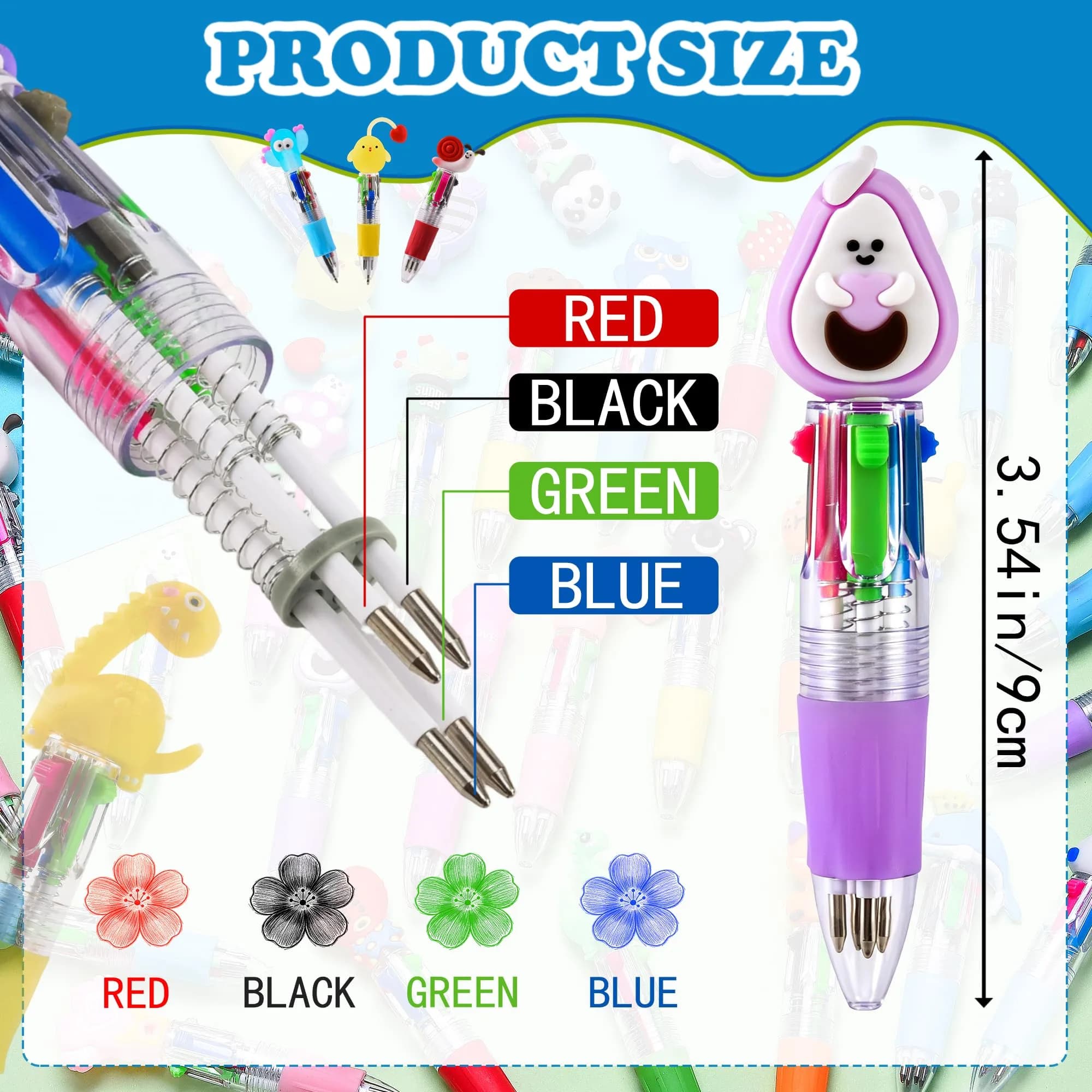 BIMORITA 60-Pack 4-in-1 Mini Multicolor Ballpoint Pens | Smooth Ink Flow for Students and Party Favors - view 2