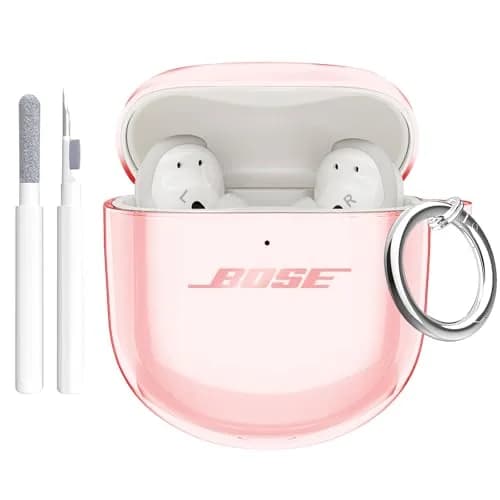 Aircawin Clear Pink TPU Case for Bose QuietComfort Earbuds II/Ultra, 2-Piece Hingeless Design | Protects from Scratches & Drops thumbnail 1