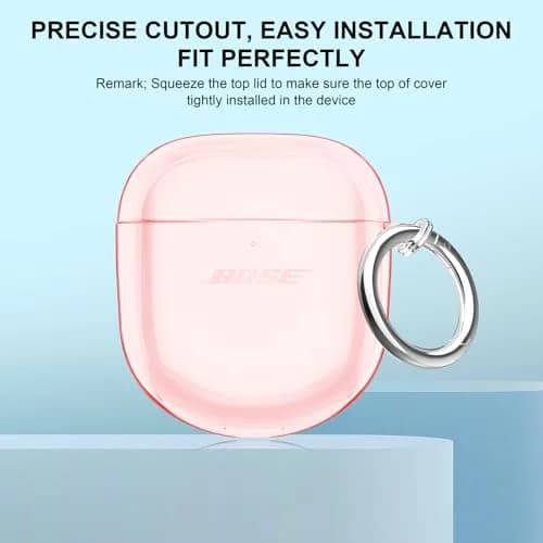 Aircawin Clear Pink TPU Case for Bose QuietComfort Earbuds II/Ultra, 2-Piece Hingeless Design | Protects from Scratches & Drops thumbnail 2