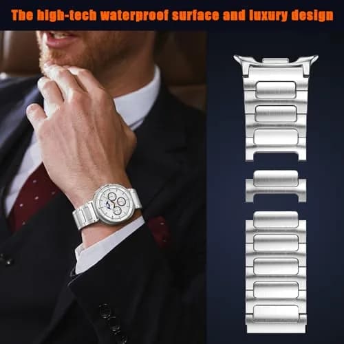 KOREDA Metal Band for Samsung Galaxy Watch 8 Classic 46mm & Galaxy Watch 8 40mm/44mm, Silver Stainless Steel (160mm-230mm Wrist) thumbnail 7