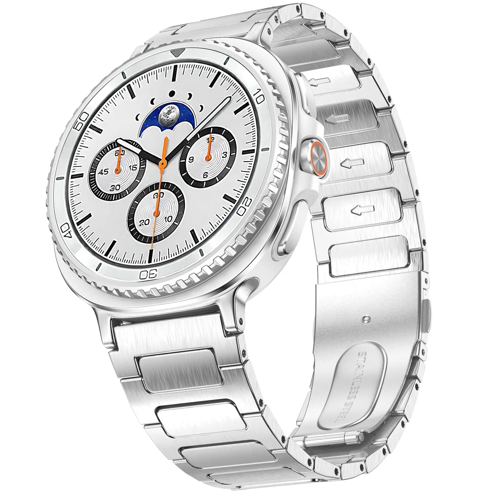 KOREDA Metal Band for Samsung Galaxy Watch 8 Classic 46mm & Galaxy Watch 8 40mm/44mm, Silver Stainless Steel (160mm-230mm Wrist) - main product image