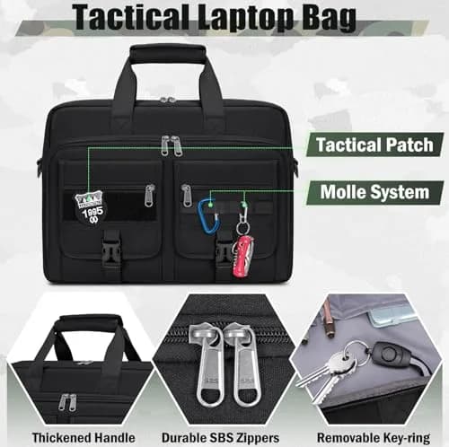 RAINSMORE Tactical Laptop Bag 15.6 Inch Waterproof Military Shoulder Messenger Bag for Men | Large Capacity, Durable & Stylish thumbnail 3