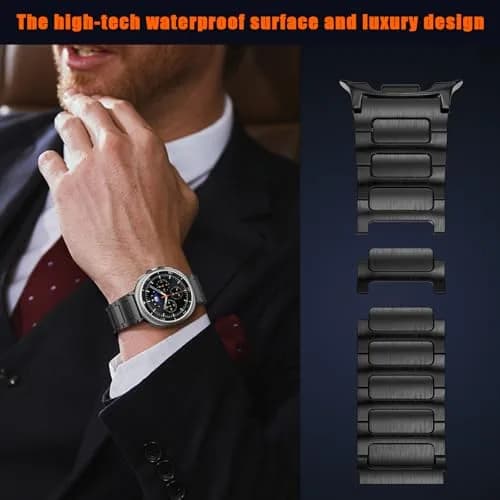 KOREDA Metal Band for Samsung Galaxy Watch 8 Classic 46mm/Galaxy Watch 8 40mm 44mm, Black, 160mm-230mm Wrist thumbnail 7