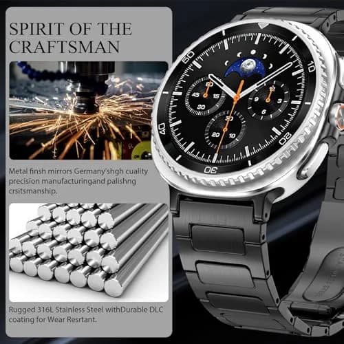 KOREDA Metal Band for Samsung Galaxy Watch 8 Classic 46mm/Galaxy Watch 8 40mm 44mm, Black, 160mm-230mm Wrist thumbnail 3