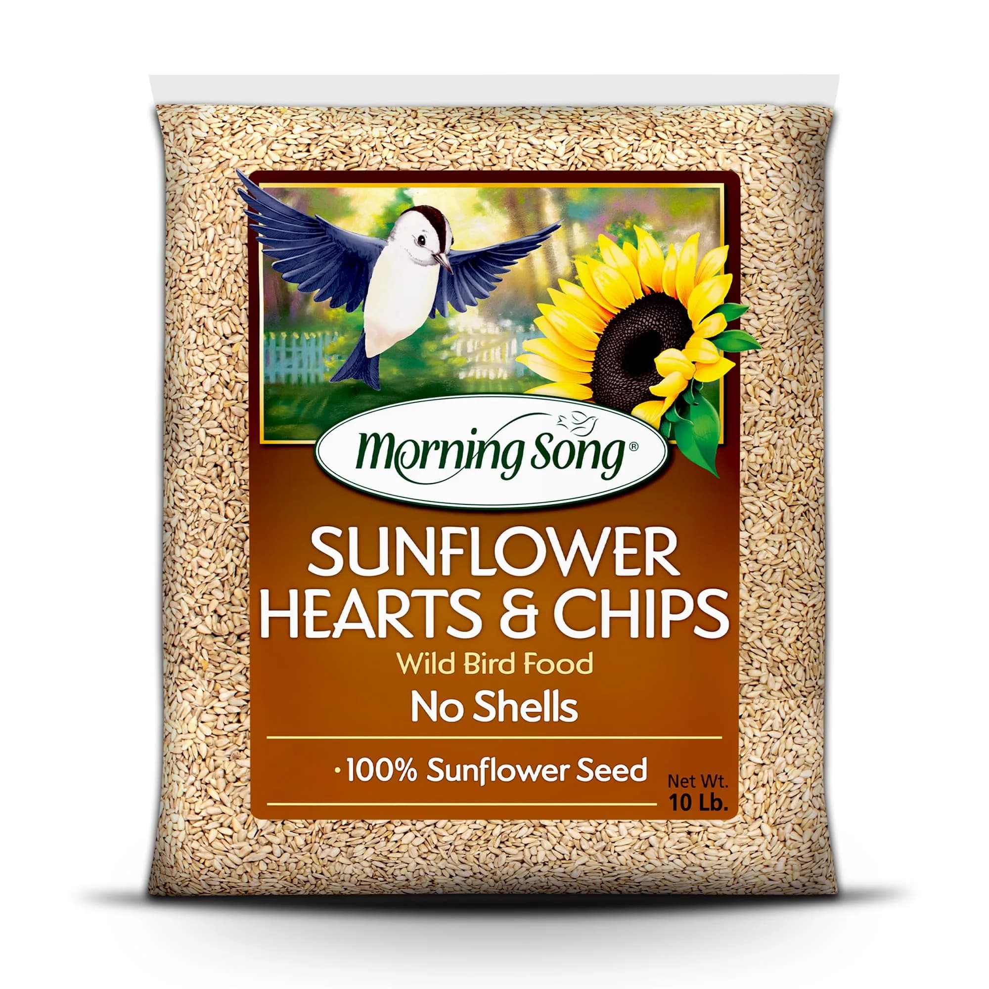 Morning Song Sunflower Hearts & Chips Wild Bird Seed 10 lb | Shell-Free, High-Energy Bird Food — 10 Pound