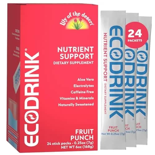 Eco Drink Nutrient Support Packets 24 Count | Hydrating Fruit Punch Electrolyte Mix with Aloe, No Sugar thumbnail 1