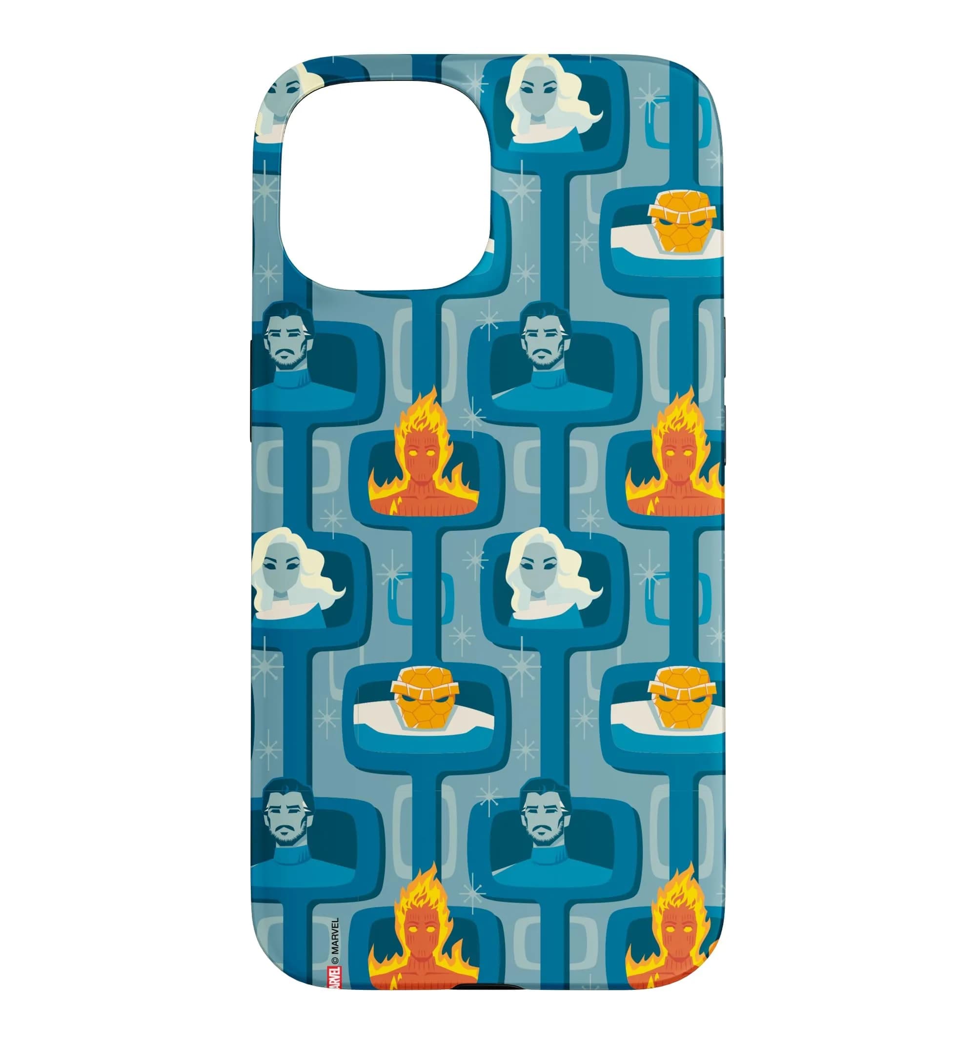 Marvel The Fantastic Four: First Steps Retro Pattern Case for iPhone 15 | Heavy Duty Protection