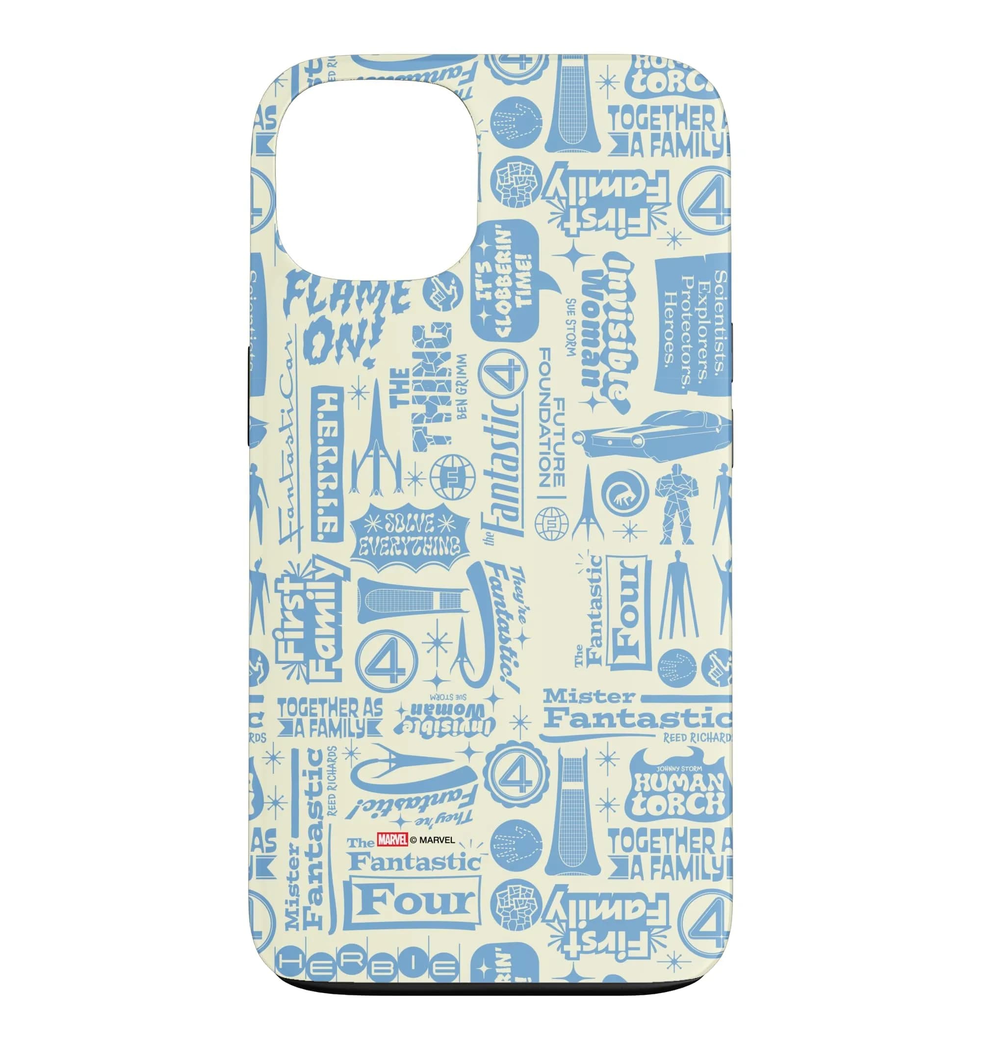 Marvel Fantastic Four: First Steps Words & Icons Phone Case for iPhone 13 | Superhero Design & Shock Absorption
