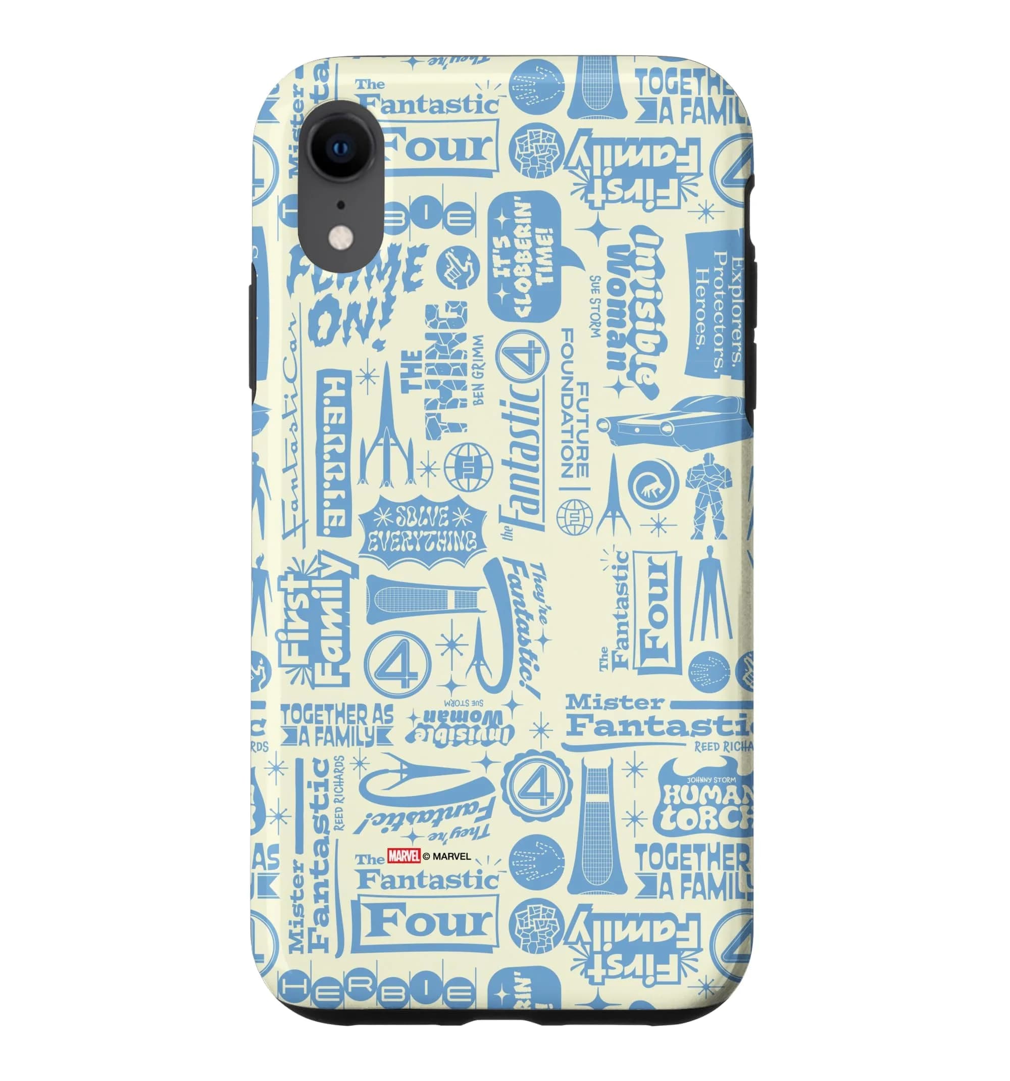 Marvel Fantastic Four Words & Icons iPhone XR Case | Shock-Resistant Polycarbonate & TPU | Easy Install