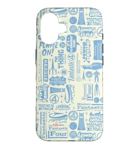 Marvel The Fantastic Four: First Steps Words & Icons Phone Case for iPhone 16 | Superhero Design & Shock-Absorbent Protection thumbnail 1