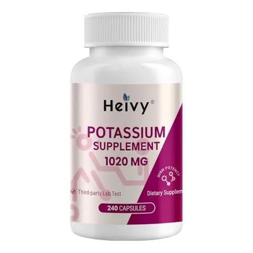 Heivy Potassium Supplement 1020 mg | Supports Electrolyte & Heart Health, Made in USA (240 Vegetarian Capsules) thumbnail 1