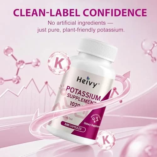 Heivy Potassium Supplement 1020 mg | Supports Electrolyte & Heart Health, Made in USA (240 Vegetarian Capsules) thumbnail 3