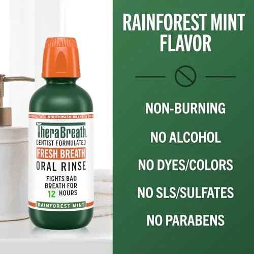 TheraBreath Fresh Breath Mouthwash, Rainforest Mint, 33.8 oz | Clinically Proven 24-Hour Freshness thumbnail 7