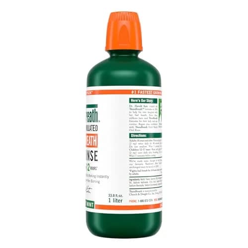 TheraBreath Fresh Breath Mouthwash, Rainforest Mint, 33.8 oz | Clinically Proven 24-Hour Freshness thumbnail 2
