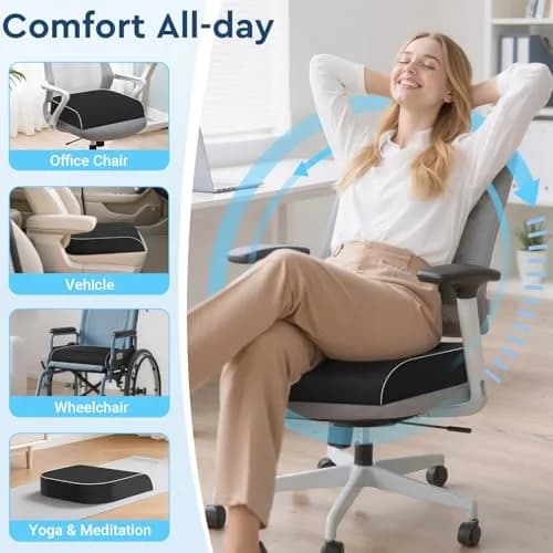 SofterCharm Black Memory Foam Office Chair Cushion | Large, 41cm (16.14") thumbnail 7