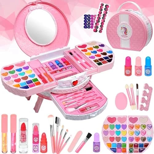 Mrabbitoo Princess Play Makeup Kit for Girls 66-Piece Set | Washable & Safe Toy with Mirror & Dressing Table thumbnail 1