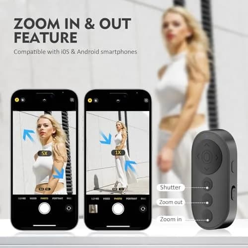 Aistraunix Wireless Camera Remote Control with Phone Stand & Zoom, 10m Range | Compatible with iOS & Android thumbnail 4