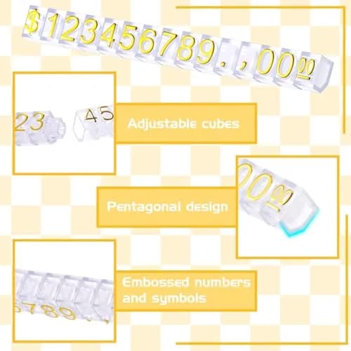 Qunclay Gold Label Price Display Cubes 50 Sets | Adjustable Retail Price Tags for Small Business thumbnail 4
