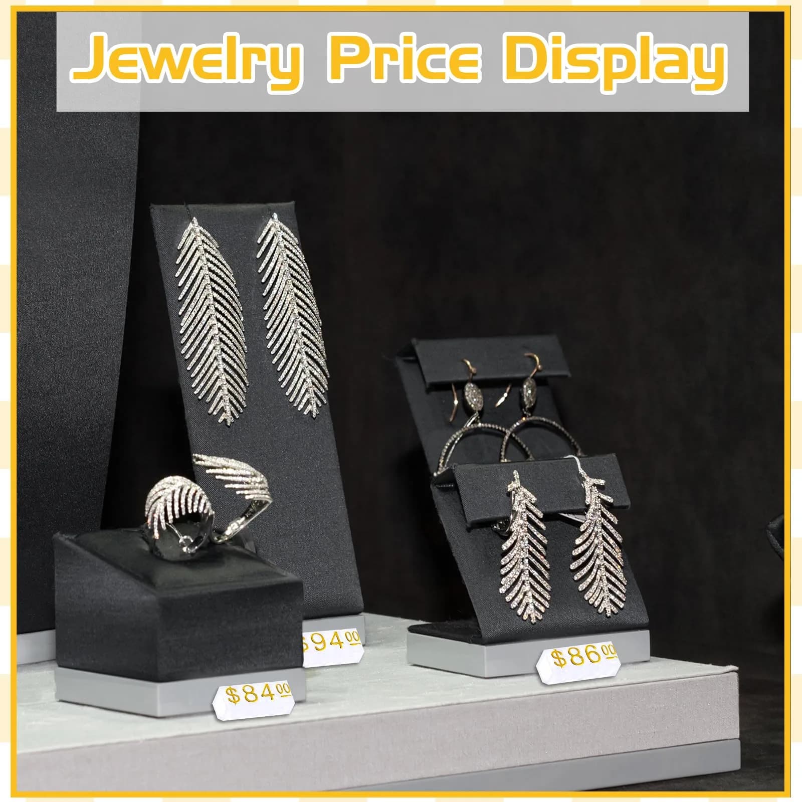 Qunclay Gold Label Price Display Cubes 50 Sets | Adjustable Retail Price Tags for Small Business - view 7
